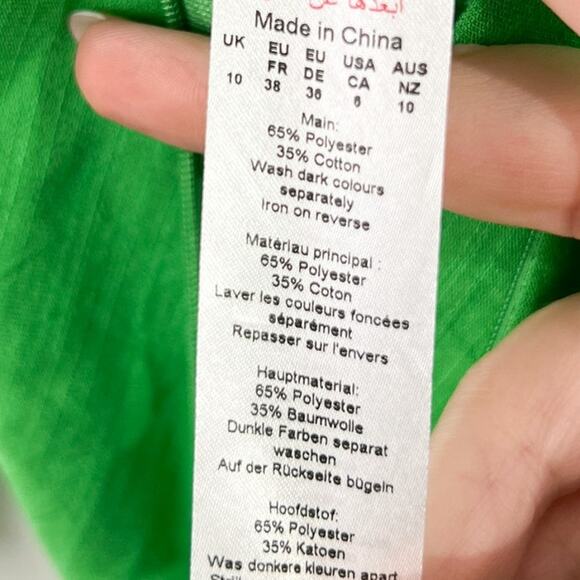 NEW MissPap Plunge Front Romper 6 Green Tie Back Playsuit Linen Look Glam - Picture 10 of 11